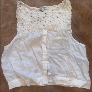 Madewell Cream Crochet Linen Blouse